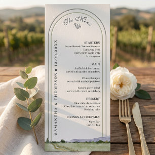 Elegant Sage Green Arch Minimalist Wedding Menu Ca