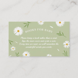 Elegant Sage Green Baby Shower Books For Baby Enclosure Card