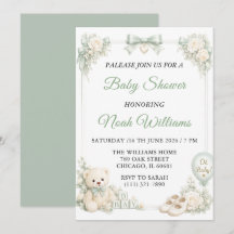 Elegant Sage Green Baby Shower Invitation Template