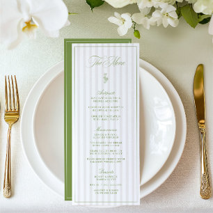 Elegant Sage Green & Beige Striped Wedding Menu