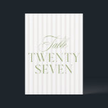 Elegant Sage Green & Beige Wedding 27 Table Number<br><div class="desc">This elegant table number features a soft beige striped background with refined sage green serif typography and subtle script accents. Designed for garden weddings, refined receptions, and timeless outdoor celebrations. Coordinates with the “Iris” Wedding Invitation Collection — click the collection link on this page to find matching items like menus,...</div>