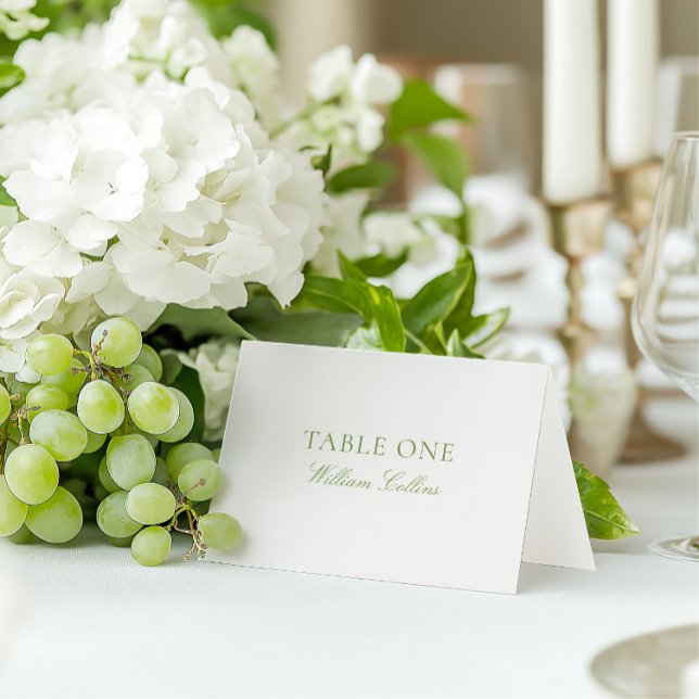 Elegant Sage Green & Beige Wedding Place Card (Elegant Sage Green & Beige Wedding Place Card)