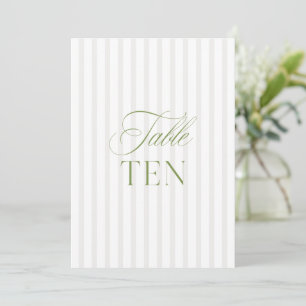 Elegant Sage Green & Beige Wedding Table Number