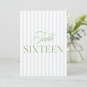Elegant Sage Green & Blue Wedding 16 Table Number