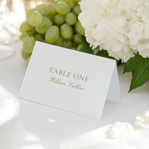 Elegant Sage Green & Blue Wedding Place Card
