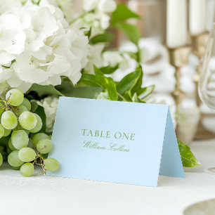 Elegant Sage Green & Blue Wedding Place Card