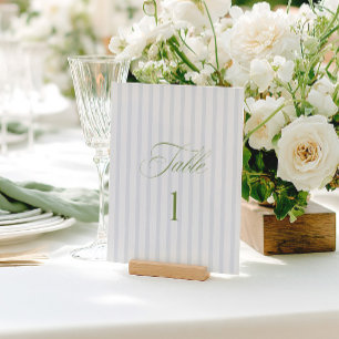 Elegant Sage Green & Blue Wedding Table Number