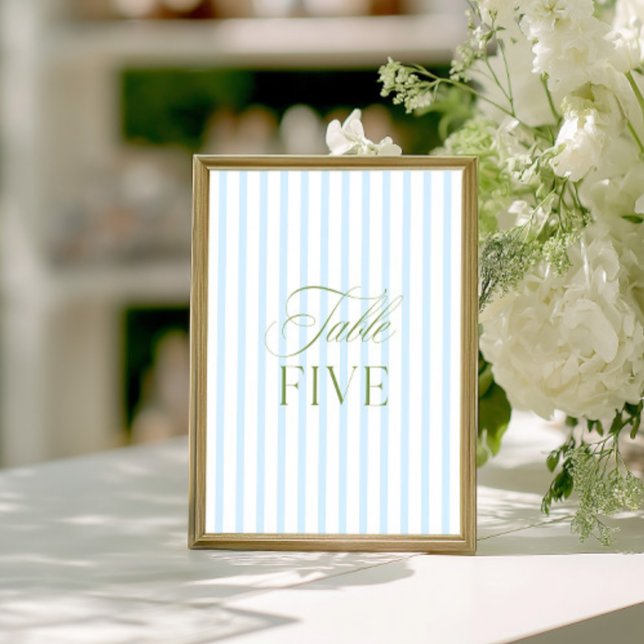 Elegant Sage Green & Blue Wedding Table Number  (Elegant Sage Green & Blue Wedding Table Number)