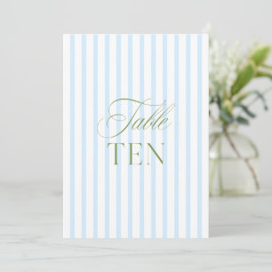 Elegant Sage Green & Blue Wedding Table Number 