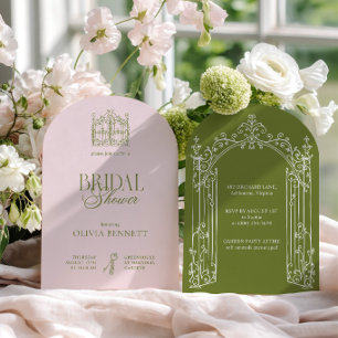 Elegant Sage Green & Blush Garden Bridal Shower Invitation