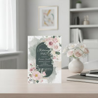 Elegant Sage Green Blush Pink Floral Watercolor Nu