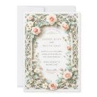 Elegant Sage Green Blush Rose Wedding Invitation