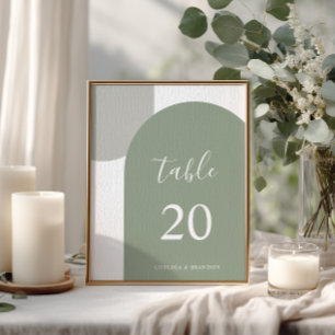 Elegant Sage Green Boho Arch Wedding Table Number