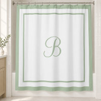Elegant Sage Green Border Script Monogram