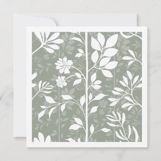 Elegant Sage Green Botanic Climbing Vine Card (Front)