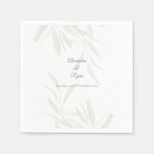Elegant Sage Green Botanical Cocktail Napkin