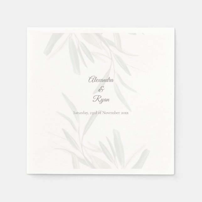 Elegant Sage Green Botanical Cocktail Napkin (Front)