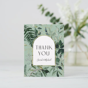 Elegant Sage Green Botanical foliage thank you Postcard