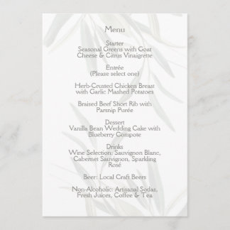 Elegant Sage Green Botanical Menu