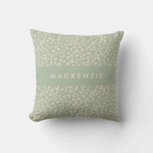 Elegant Sage Green Botanical Personalised Cushion