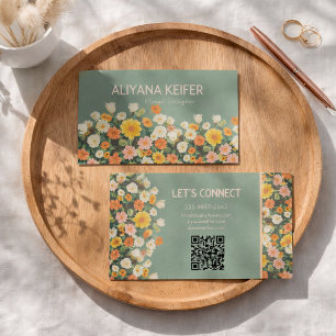 Elegant Sage Green Botanical Trendy Business Card