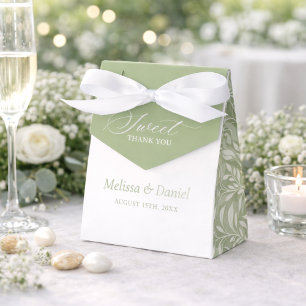 Elegant Sage Green Botanical Wedding  Favor Boxes