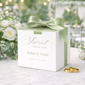 Elegant Sage Green Botanical Wedding Favour Box
