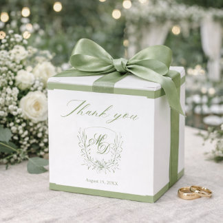 Elegant Sage Green Botanical Wedding Favour Box