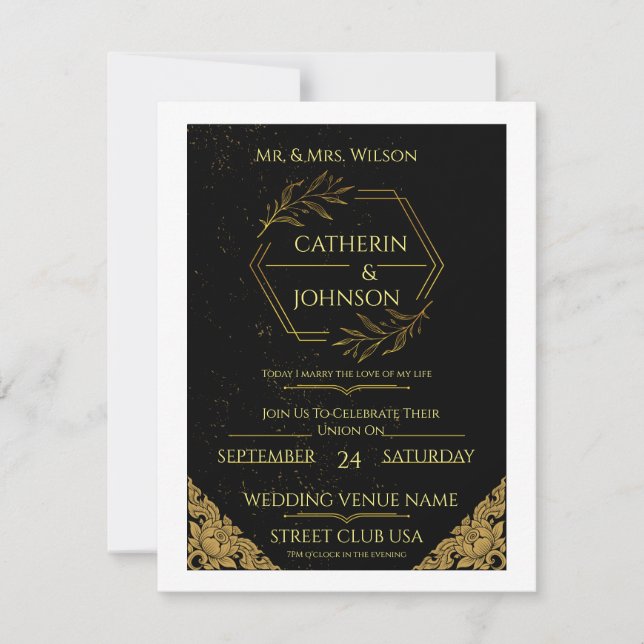 Elegant Sage Green Botanical Wedding Invitation (Front)