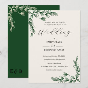 Elegant Sage Green Botanical Wedding Invitation