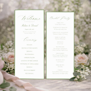 Elegant Sage Green Botanical Wedding Programme