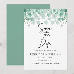 Elegant Sage Green Botanical Wedding Save the Date Invitation
