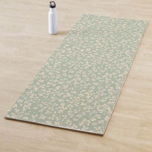 Elegant Sage Green Botanical Yoga Mat