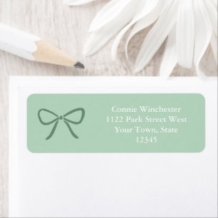 Elegant Sage Green Bow White Text Return Address