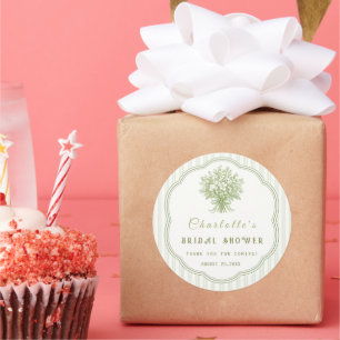 Elegant Sage Green Bridal Shower Favour Sticker
