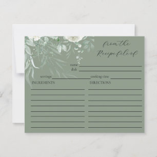 Elegant Sage Green Bridal Shower Recipe Card