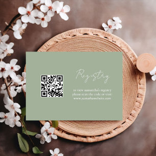 Elegant Sage Green bridal shower registry Enclosure Card