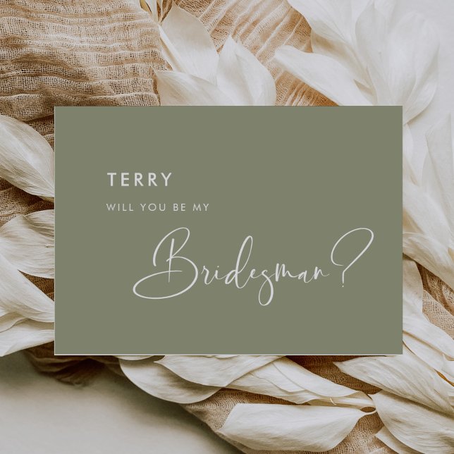 Elegant & sage green Bridesman proposal card (Creator Uploaded)