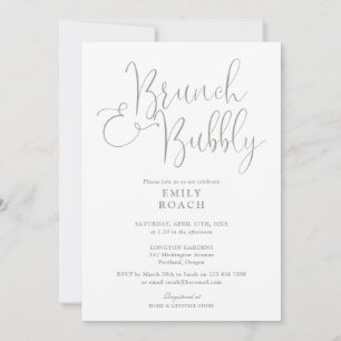 Elegant Sage Green Brunch And Bubbly Bridal Shower Invitation
