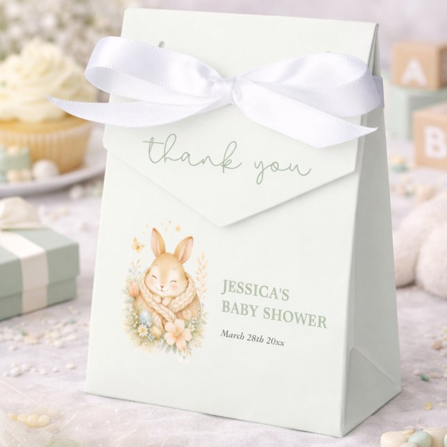 Elegant Sage Green Bunny Baby Shower Favour Box (Creator Uploaded)