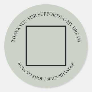 Elegant Sage Green Business Thank You QR Code Classic Round Sticker