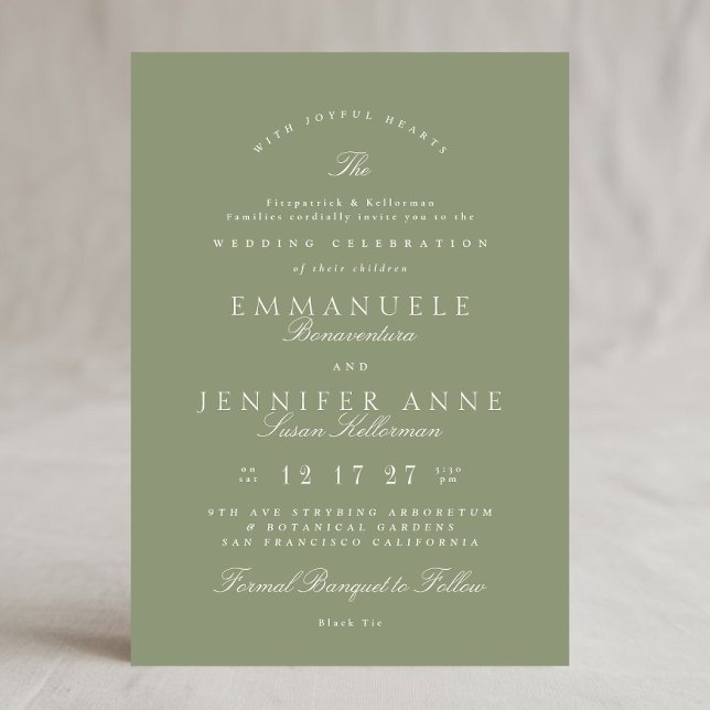 Elegant Sage Green Calligraphy Formal The Wedding Invitation (Creator Uploaded)
