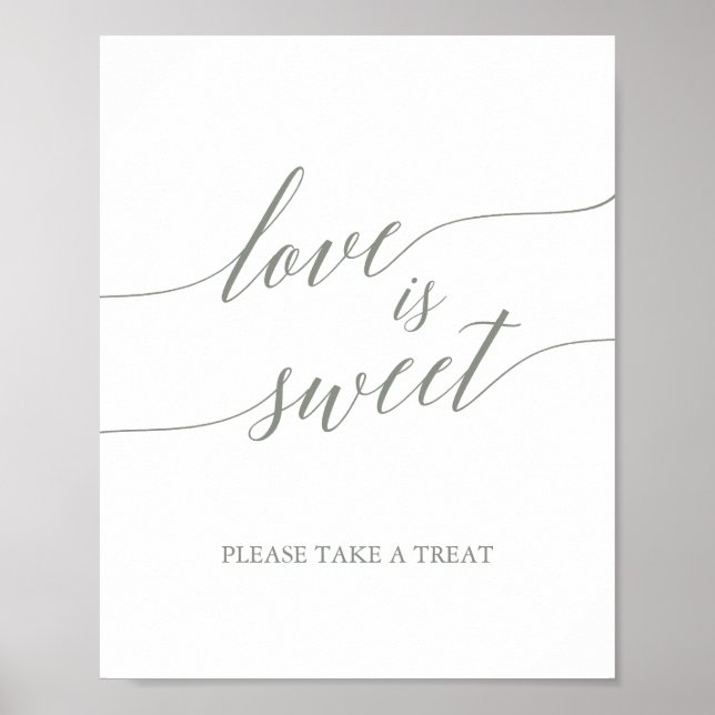 Elegant Sage Green Calligraphy Love is Sweet Sign (Front)