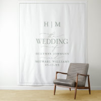 Elegant Sage Green Calligraphy Monogram Wedding