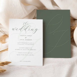 Elegant Sage Green Calligraphy Wedding Invitation