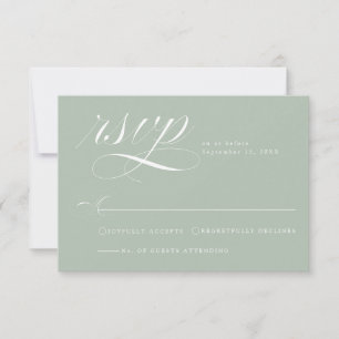Elegant Sage Green Calligraphy Wedding RSVP Card