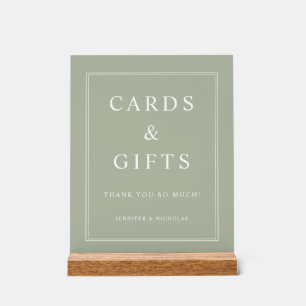 Elegant Sage Green Cards And Gifts Wedding Acrylic Sign