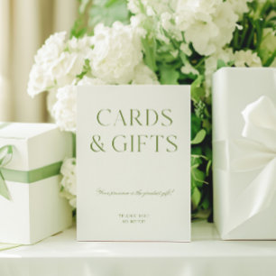 Elegant Sage Green Cards & Gifts Wedding Sign
