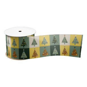 Elegant Sage Green Christmas Trees   Satin Ribbon
