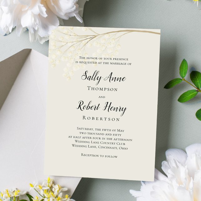 Elegant Sage Green Classic Calligraphy Script Invitation (Simple and elegant sage green and cream foliage wedding invitation.)